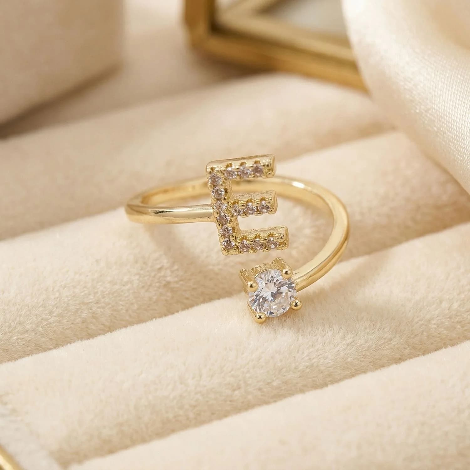 18ct Gold Plated Adjustable Personalised Initial Ring