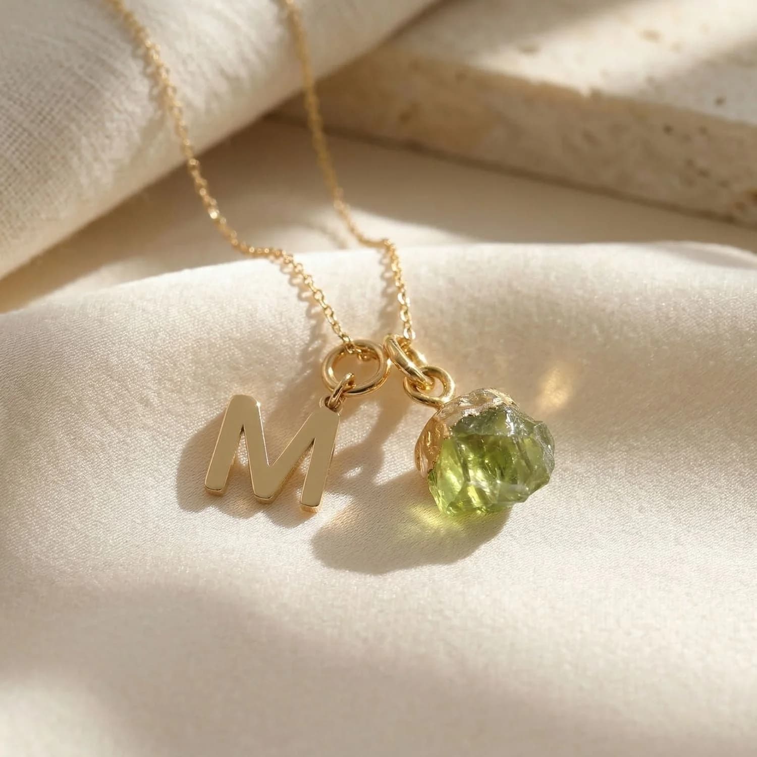 18k Gold Vermeil Plated Initial And Birthstone Necklace
