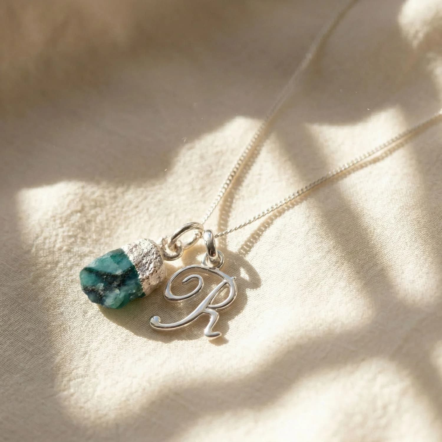 925 Sterling Silver Initial And Crystal Necklace