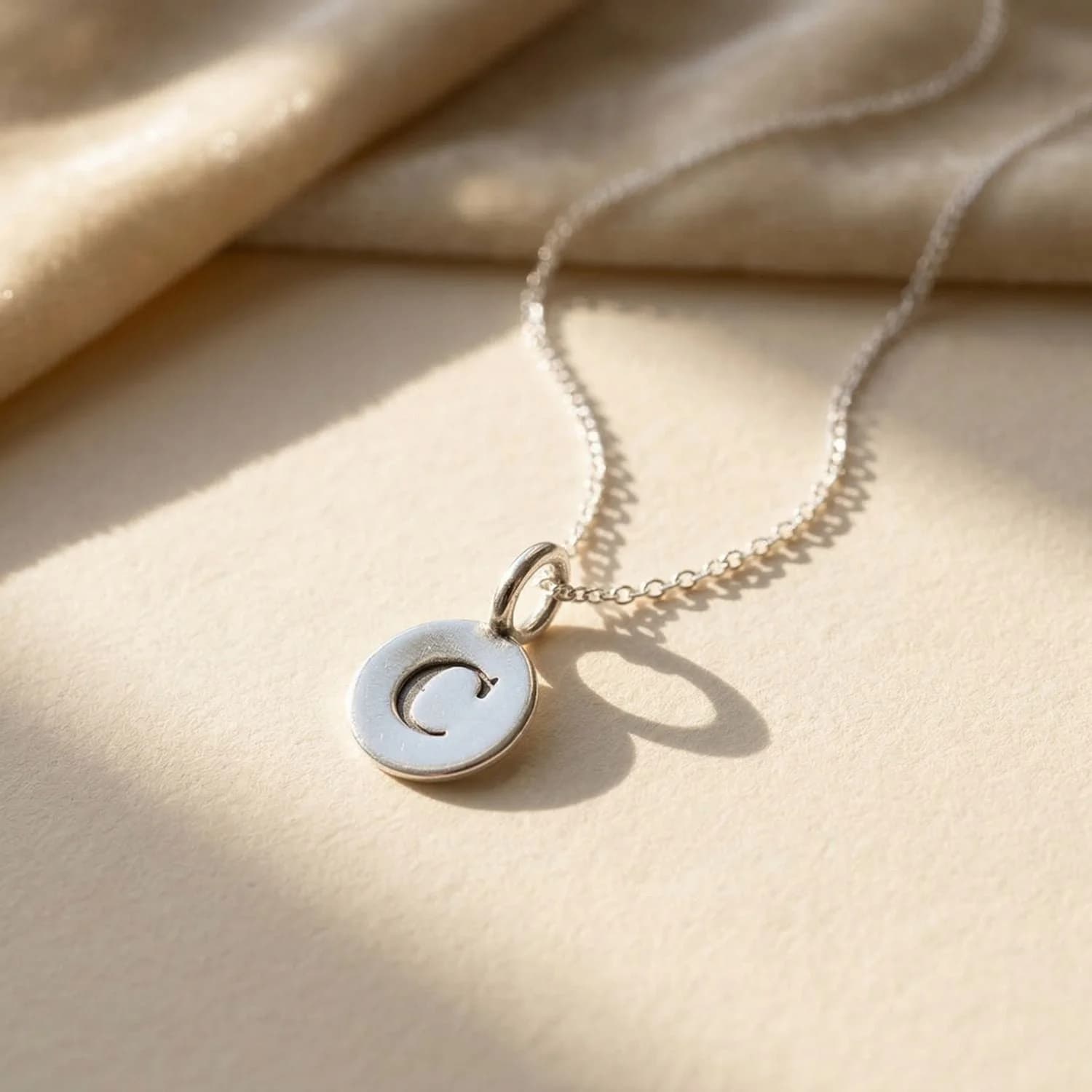 Initial Letter Personalised Charm Sterling Silver Necklace